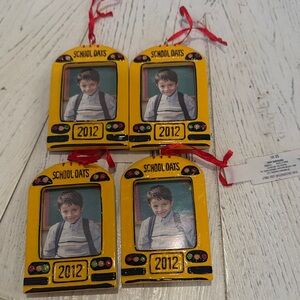 2012 Vintage Hallmark Yellow School Bus Photo Frame Ornaments